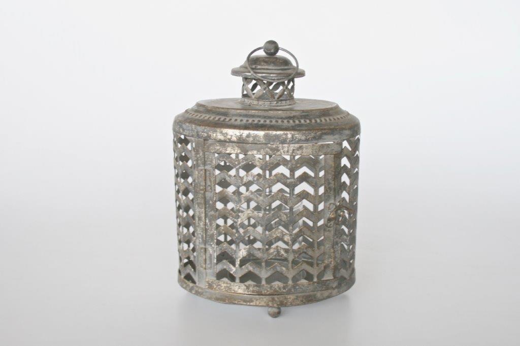 Small Silver Metal Zigzag Lantern